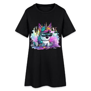 Techicorn Neon Unicorn - Robe T-shirt Femme - noir - Devant