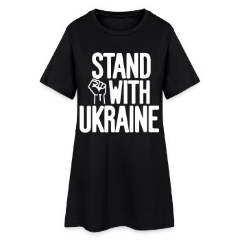 Stand With Ukraine Solidarität - Frauen T-Shirt-Kleid - Schwarz - Vorne
