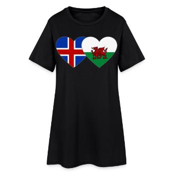 Cœur du drapeau Islande du Pays de Galles - Robe T-shirt Femme - noir - Devant