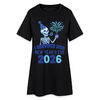 J’ai survécu à la fête du réveillon du Nouvel An 2025 - Robe T-shirt Femme - noir - Devant