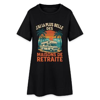 Maison de retraite camping car vintage - Robe T-shirt Femme - noir - Devant