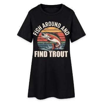 Plaisir de la pêche et capture de truites – Motif Petri Heil - Robe T-shirt Femme - noir - Devant