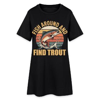 Plaisir de la pêche et capture de truites – Motif Petri Heil - Robe T-shirt Femme - noir - Devant