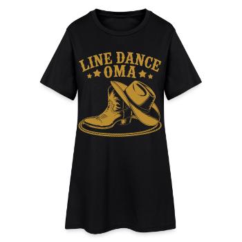 Line Dance Oma Boots - Frauen T-Shirt-Kleid - Schwarz - Vorne