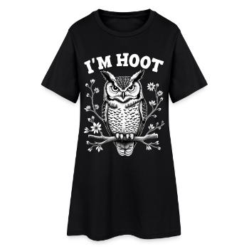 Motif de hibou HOOT Monochrome Noir Blanc - Robe T-shirt Femme - noir - Devant