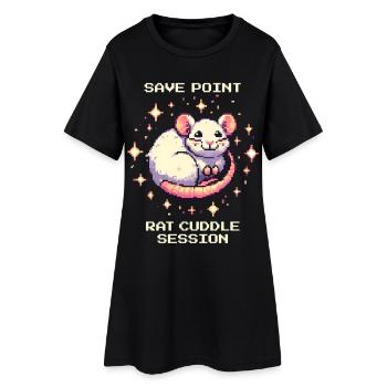 Savepoint : Temps de câlin au rat | Rat de couleur - Robe T-shirt Femme - noir - Devant