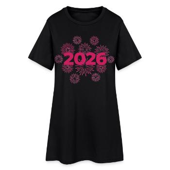 2026 Fireworks New Year's Eve Celebration - Women’s T-Shirt Dress - black - Front