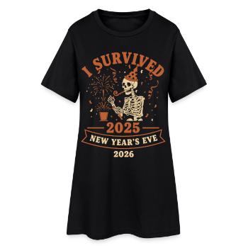 J’ai survécu au réveillon du Nouvel An 2025 2026 - Robe T-shirt Femme - noir - Devant