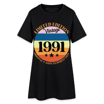 1991 Vintage Geburtstagsgeschenk 91 Geburtstag - Frauen T-Shirt-Kleid - Schwarz - Vorne