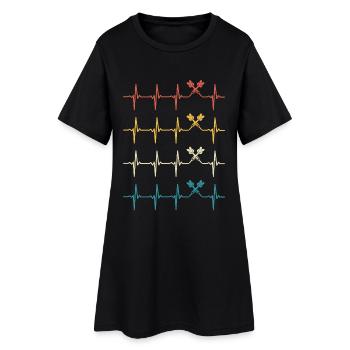 Dart Herzschlag Retro Darts Darter - Frauen T-Shirt-Kleid - Schwarz - Vorne