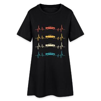 Pick-up Retro-Heartbeat-Geländewagen - Frauen T-Shirt-Kleid - Schwarz - Vorne