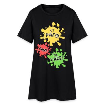 Paf, dans ta face! - Robe T-shirt Femme - noir - Devant