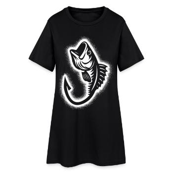 Angeln Fischer Kinder Herren Angler - Frauen T-Shirt-Kleid - Schwarz - Vorne