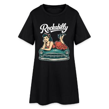 Cadeau rétro pin-up de voiture vintage rockabilly - Robe T-shirt Femme - noir - Devant