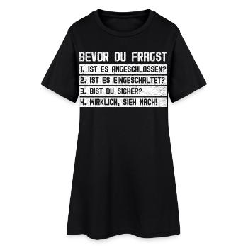 Ordinateur AVANT DE DEMANDER 1.IS ÇA S’EST CONNECTÉ ? - Robe T-shirt Femme - noir - Devant
