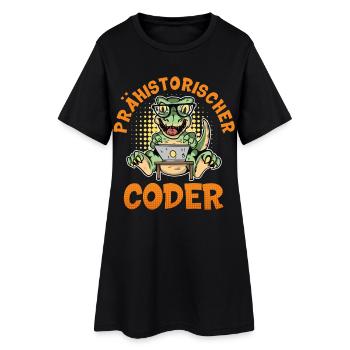 Coding PREHISTORIC CODER Fun - Women’s T-Shirt Dress - black - Front