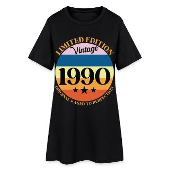 1990 Anniversaire Vintage Cadeau d'Anniversaire 90 - Robe T-shirt Femme - noir - Devant