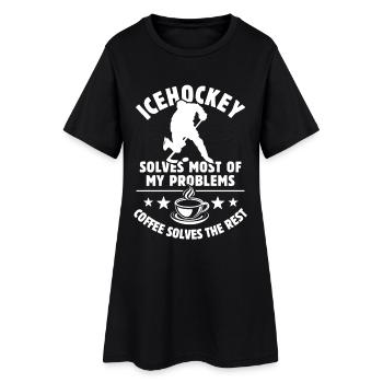 Icehockey solves most of my problems - Kaffee - Frauen T-Shirt-Kleid - Schwarz - Vorne