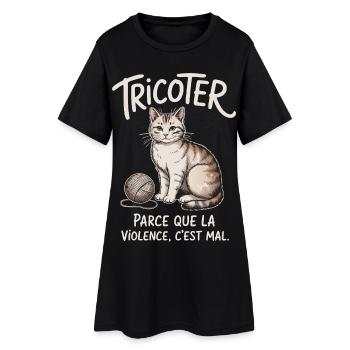 Tricoter, parce que la violence c’est mal - Robe T-shirt Femme - noir - Devant