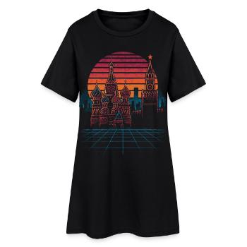 Neon Moscow Skyline Retro - Women’s T-Shirt Dress - black - Front
