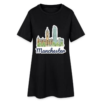 Silhouette de la ville de Manchester Town Hall Beetham Œuvres d’art - Robe T-shirt Femme - noir - Devant