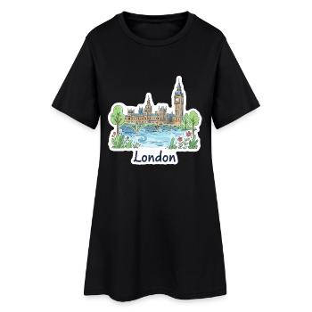 Illustrations du pont parlementaire Big Ben Skyline de Londres - Robe T-shirt Femme - noir - Devant
