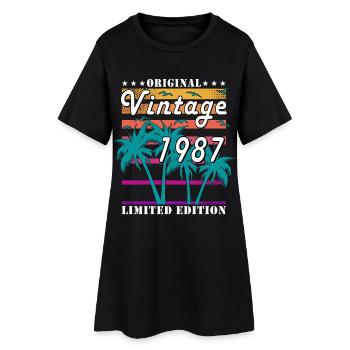 Palmiers tropicaux vintage 1987 - Robe T-shirt Femme - noir - Devant