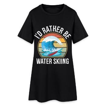 I'd Rather Be Water Skiing Water Ski Skiing Water - Women’s T-Shirt Dress - black - Front