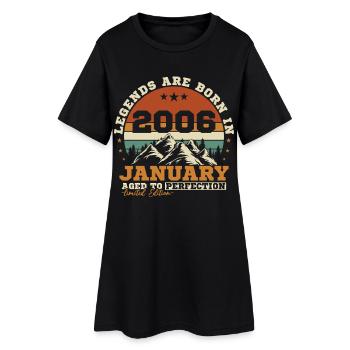 Janvier 2006 Vintage Rétro Cadeau D'anniversaire - Robe T-shirt Femme - noir - Devant