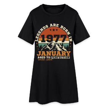 Janvier 1977 Vintage Rétro Cadeau D'anniversaire - Robe T-shirt Femme - noir - Devant