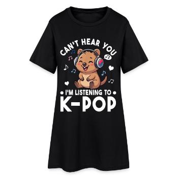 K-Pop Quokka – Süßes Musik Fan Statement Design - Frauen T-Shirt-Kleid - Schwarz - Vorne