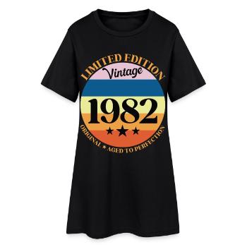 1982 Vintage Geburtstagsgeschenk 82 - Frauen T-Shirt-Kleid - Schwarz - Vorne