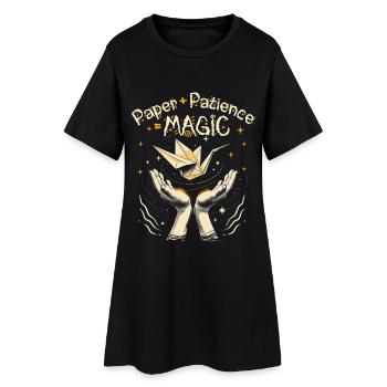 Origami Paper + Patience = Magic - Frauen T-Shirt-Kleid - Schwarz - Vorne