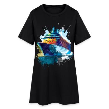 bateau de croisière Illustration Ocean voyage - Robe T-shirt Femme - noir - Devant