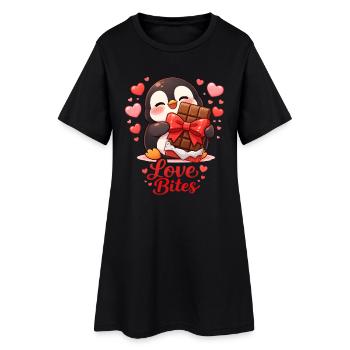 Pingouin avec amour au cœur en chocolat Journée de la Saint-Valentin - Robe T-shirt Femme - noir - Devant