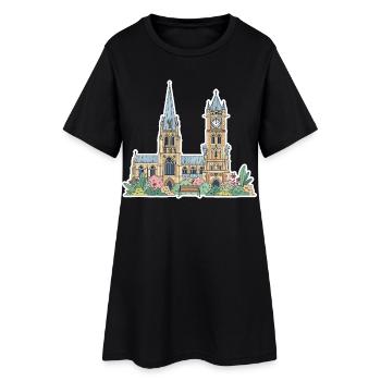 Autocollant de la cathédrale de la tour de l’horloge de Leicester Skyline - Robe T-shirt Femme - noir - Devant