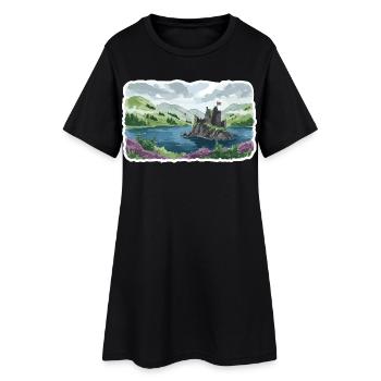 Schottische Highlands Eilean Donan Castle Loch Art - Frauen T-Shirt-Kleid - Schwarz - Vorne