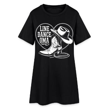 Line Dance Oma Herz - Frauen T-Shirt-Kleid - Schwarz - Vorne