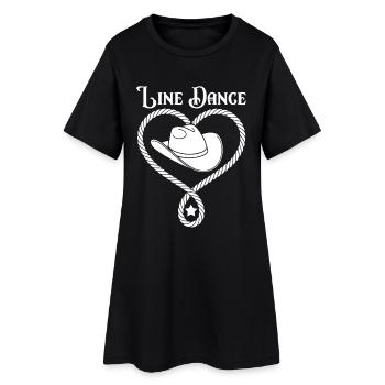 Line Dance Herz mit Cowboyhut - Frauen T-Shirt-Kleid - Schwarz - Vorne