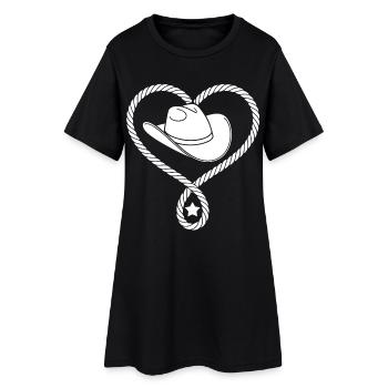Herz aus Seil mit Cowboyhut - Frauen T-Shirt-Kleid - Schwarz - Vorne