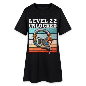 Level 22 Freigeschaltet - Frauen T-Shirt-Kleid - Schwarz - Vorne