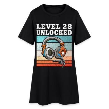 Level 28 Unlocked Kopfhörer Motiv - Frauen T-Shirt-Kleid - Schwarz - Vorne