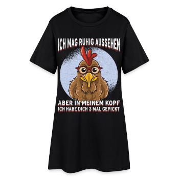 Chick with glasses head cinema saying - Women’s T-Shirt Dress - black - Front