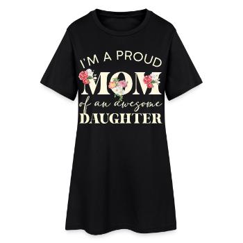 Maman fière Une grande fille - Robe T-shirt Femme - noir - Devant