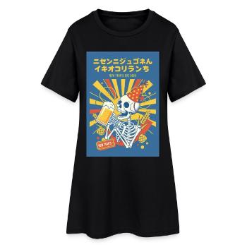 Célébration de la fête du Squelette du réveillon du Nouvel An 2026 - Robe T-shirt Femme - noir - Devant