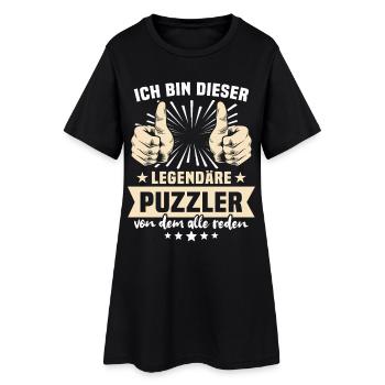 Puzzler Sprüche - Frauen T-Shirt-Kleid - Schwarz - Vorne