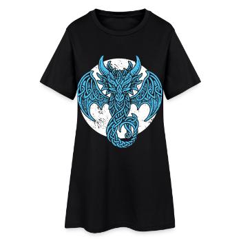 Design Nordique Guerrier Dragon Mythique - Robe T-shirt Femme - noir - Devant
