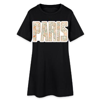 Carte de la ville de Paris - Robe T-shirt Femme - noir - Devant