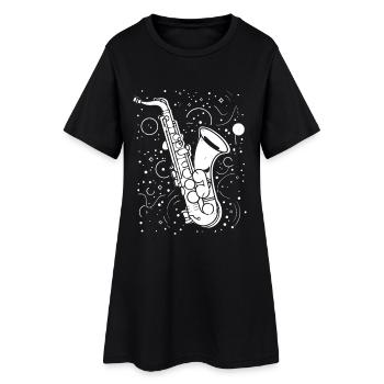 Dessin au saxophone - Robe T-shirt Femme - noir - Devant