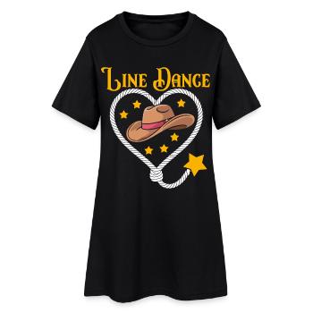 Chapeau de cœur de danse en ligne - Robe T-shirt Femme - noir - Devant
